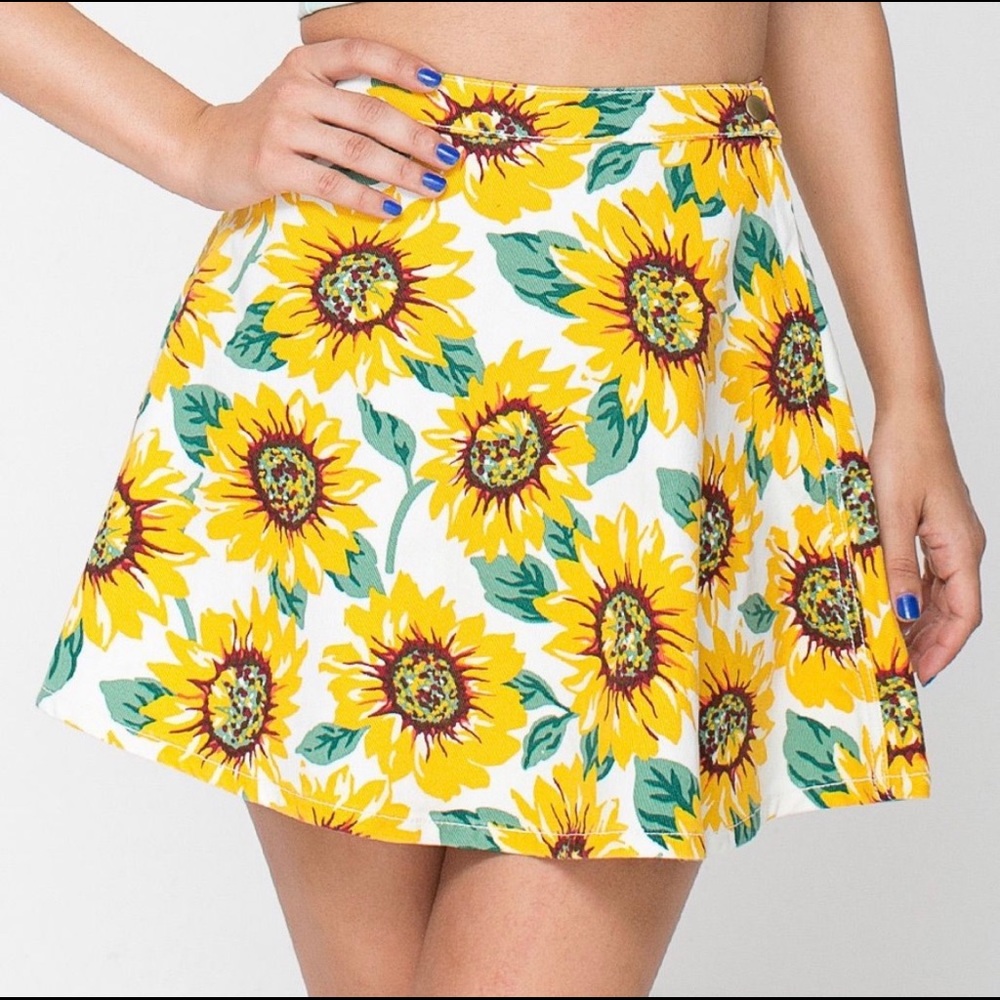 AMERICAN APPAREL DENIM SUNFLOWER SKIRT